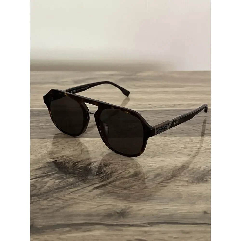 Fendi Aviator Sunglasses Havana Tortoise Ff Logo Fe40026U 52A